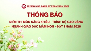 Thông báo điểm thi môn năng khiếu ngành Giáo dục mầm non, hệ cao đẳng chính quy, Đợt 1 năm 2026